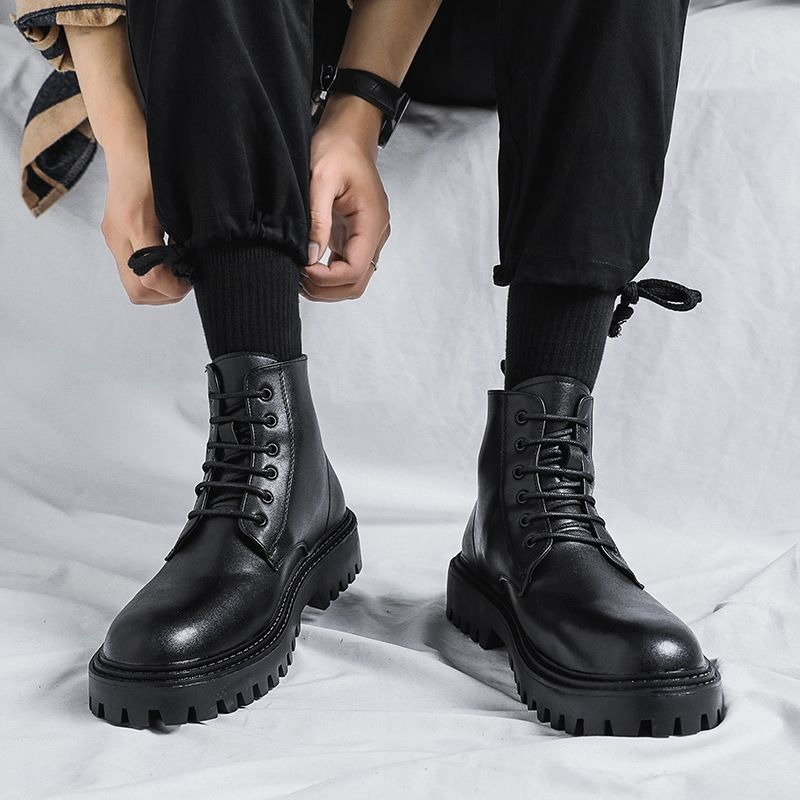 Men High Top Leather Boots Fas - огляд і ціна Men'S Shoes Increase Height