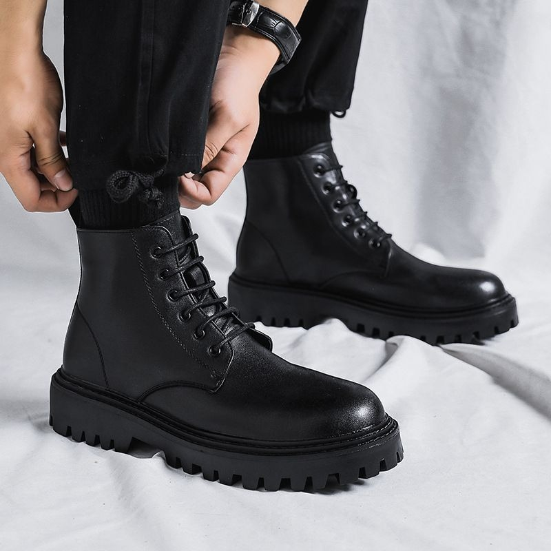 Men High Top Leather Boots Fas - огляд і ціна Men'S Shoes Increase Height