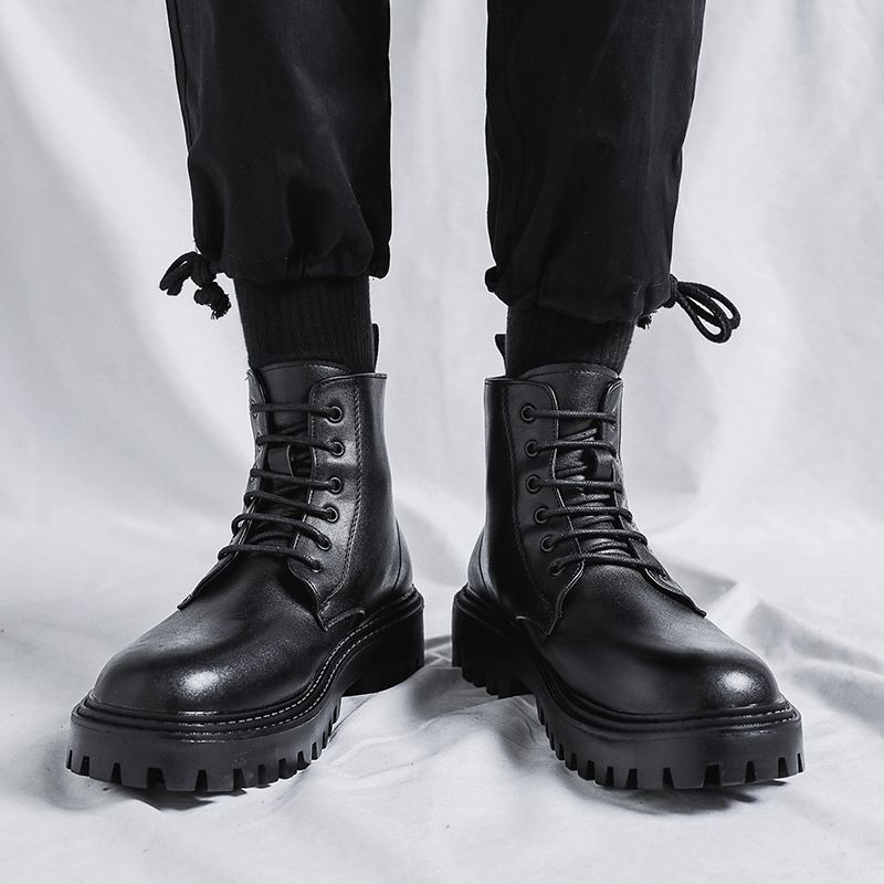 Men High Top Leather Boots Fas - огляд і ціна Men'S Shoes Increase Height