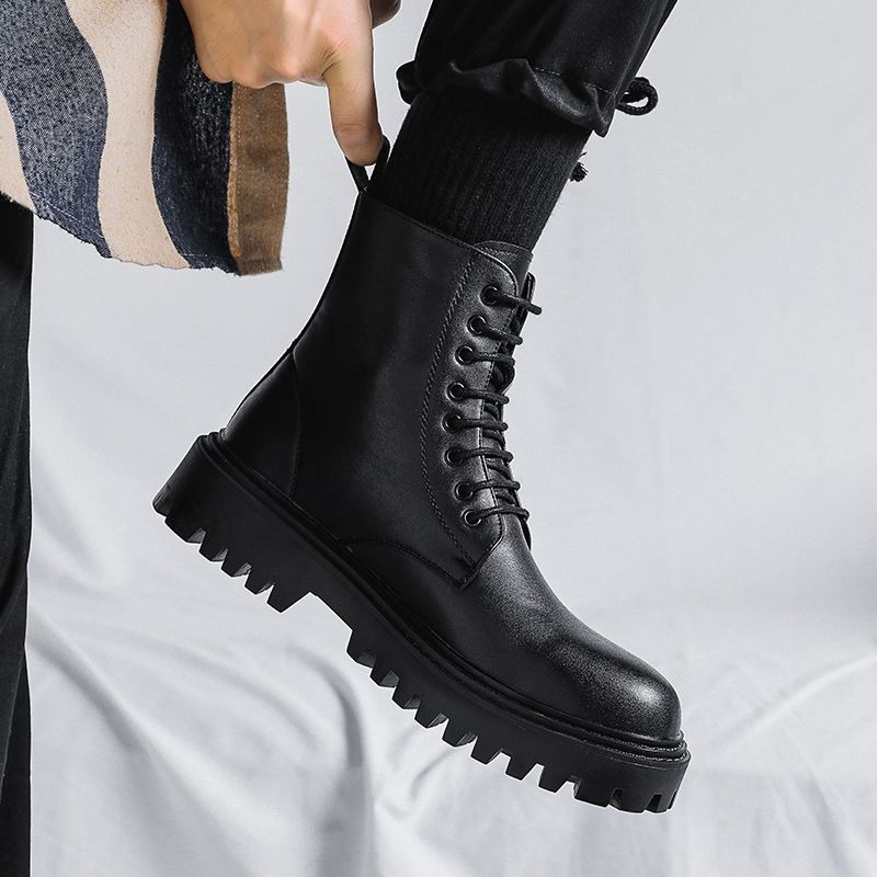 Men High Top Leather Boots Fas - огляд і ціна Men'S Shoes Increase Height